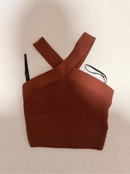 Babaton Tops - Aritzia Ribbed Crop Top - Rust